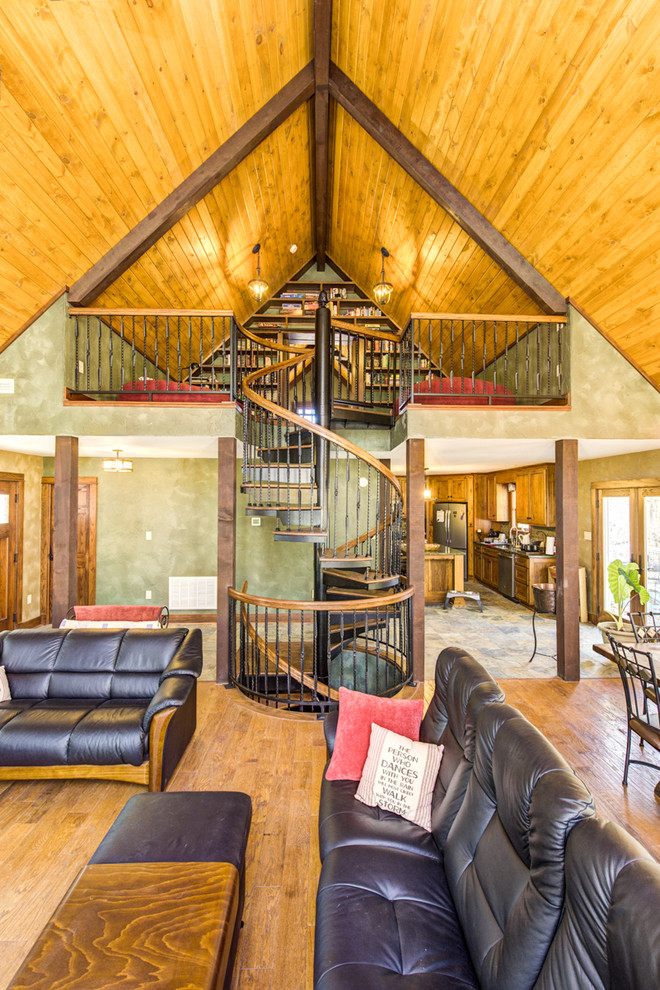 Rustic Loft Spiral Staircase - Rustic - Family Room - Indianapolis - by ...