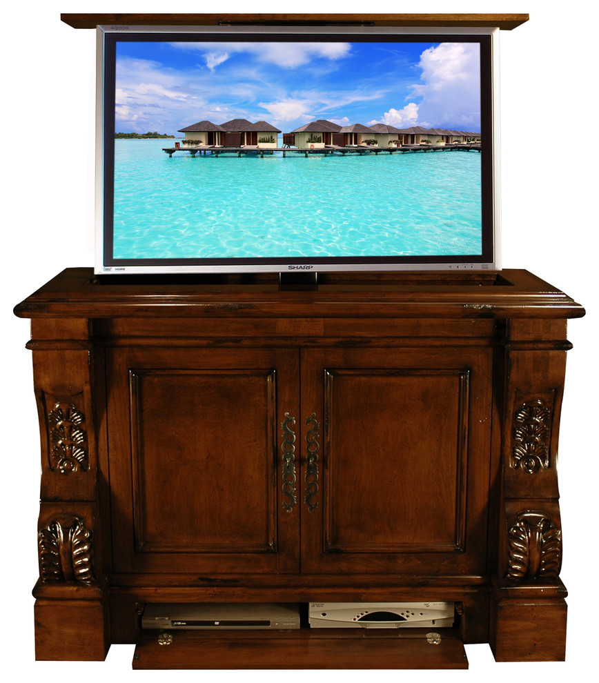 Exempel på ett litet klassiskt allrum, med en dold TV