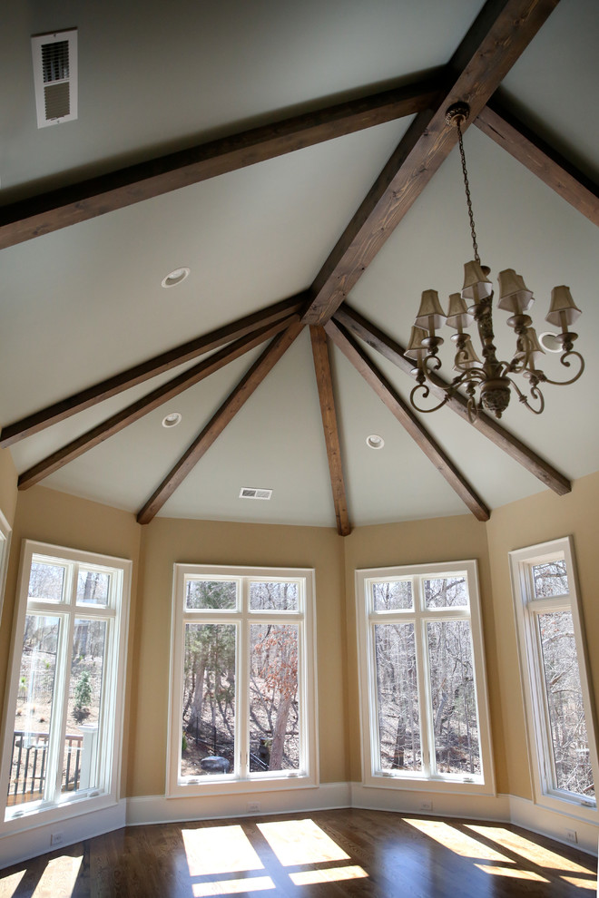 Example of a mountain style family room design in Charlotte