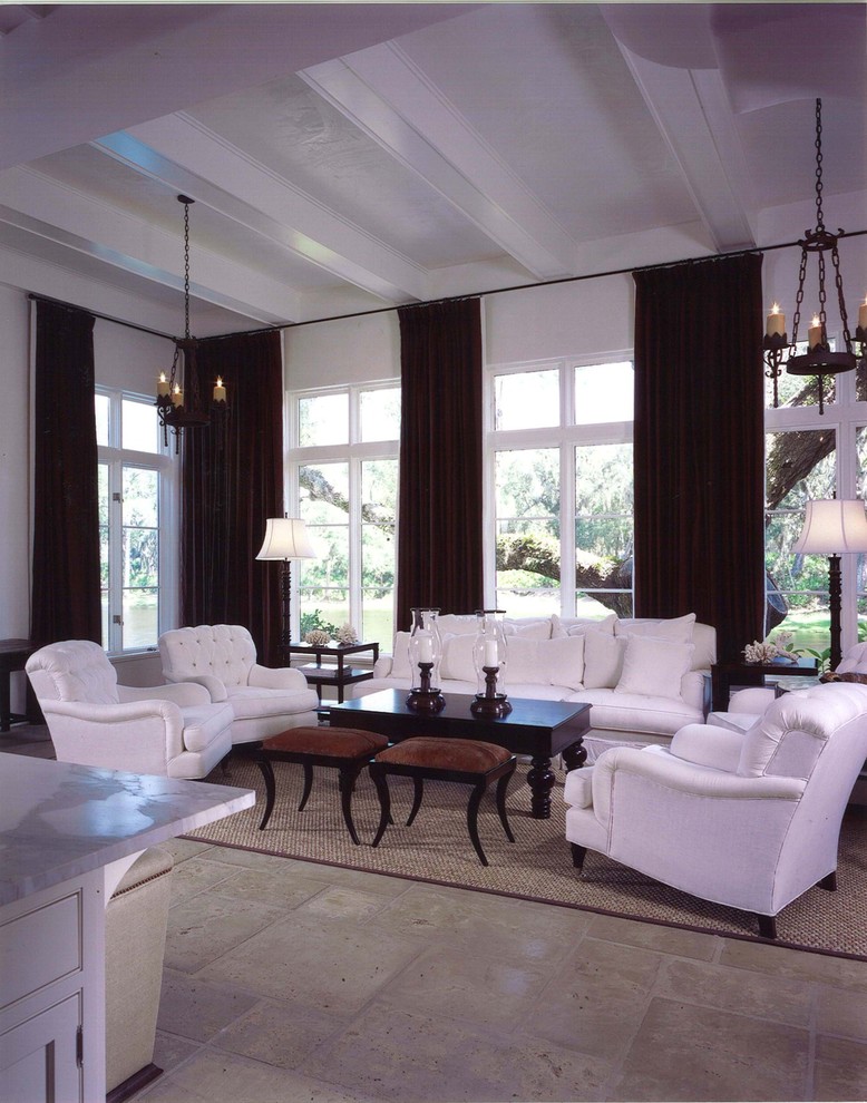 Example of a tuscan family room design in Atlanta