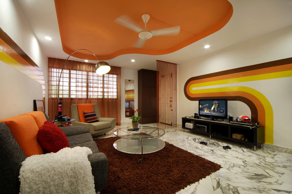 Inspiration for a contemporary family room remodel in Singapore
