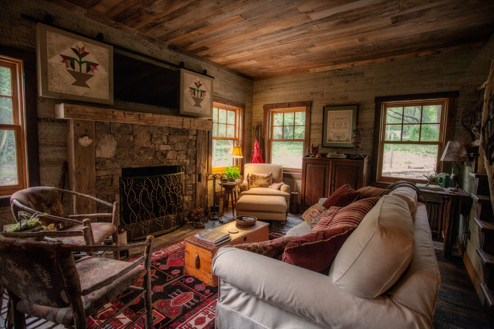 Immagine di un soggiorno rustico