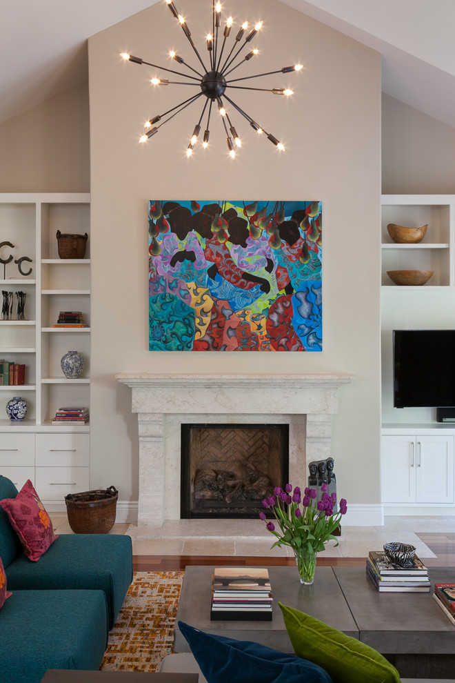 Example of a transitional family room design in San Francisco