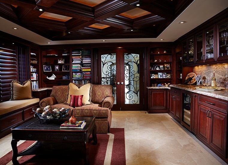 Inspiration for a timeless family room library remodel in Jacksonville