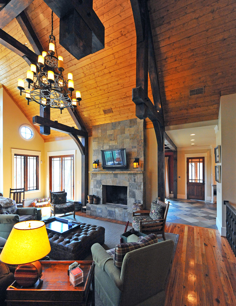 Inspiration for a rustic family room remodel in Charleston