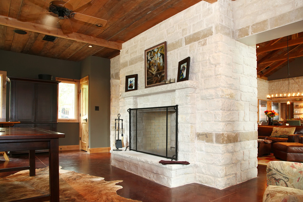 Example of a mountain style family room design in Dallas