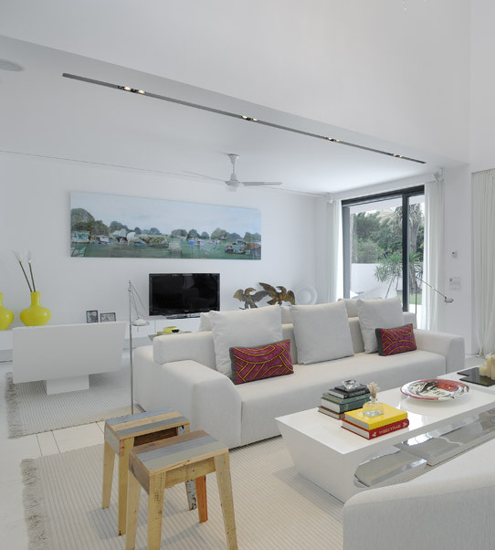 Example of a trendy family room design in Barcelona
