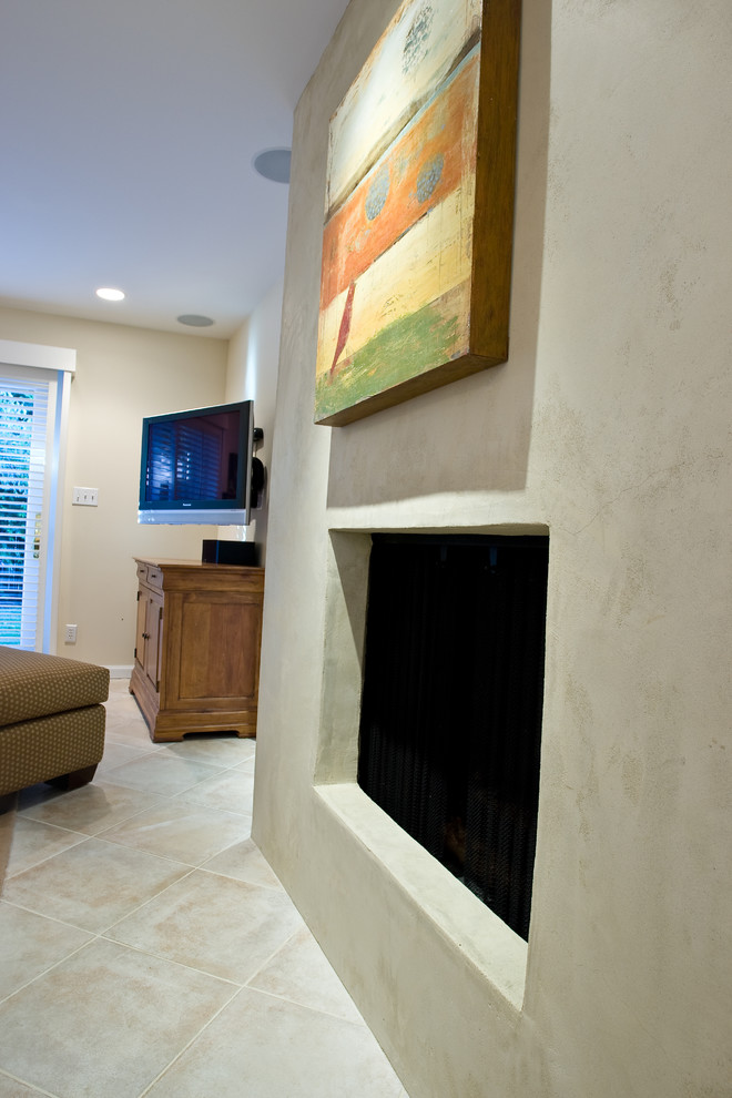 Stucco Fireplace Surround Contemporary Family Room San Francisco