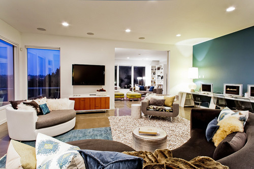 Example of a trendy family room design in Vancouver