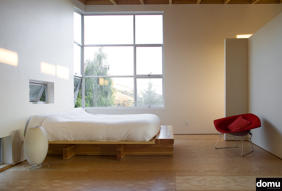 Design ideas for a medium sized modern bedroom in San Luis Obispo.