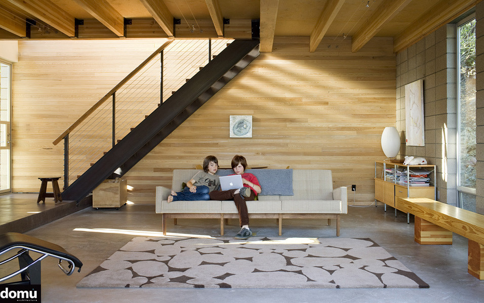 Ispirazione per un soggiorno minimalista di medie dimensioni e aperto