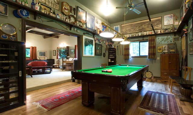 The Game Room Portion Of The Completely Remodeled Detached Garage American Traditional Family Room Seattle By A 1 Builders And Adaptations Design Studio Houzz