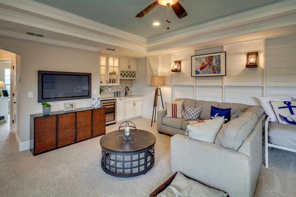 Example of a beach style family room design in Jacksonville