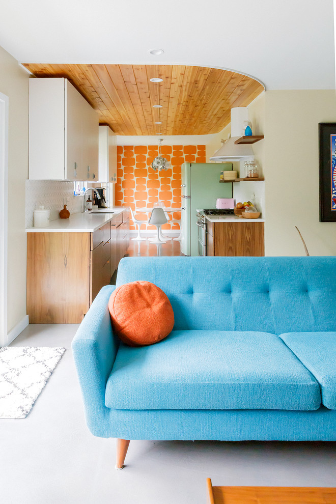 Immagine di un soggiorno minimalista con tappeto