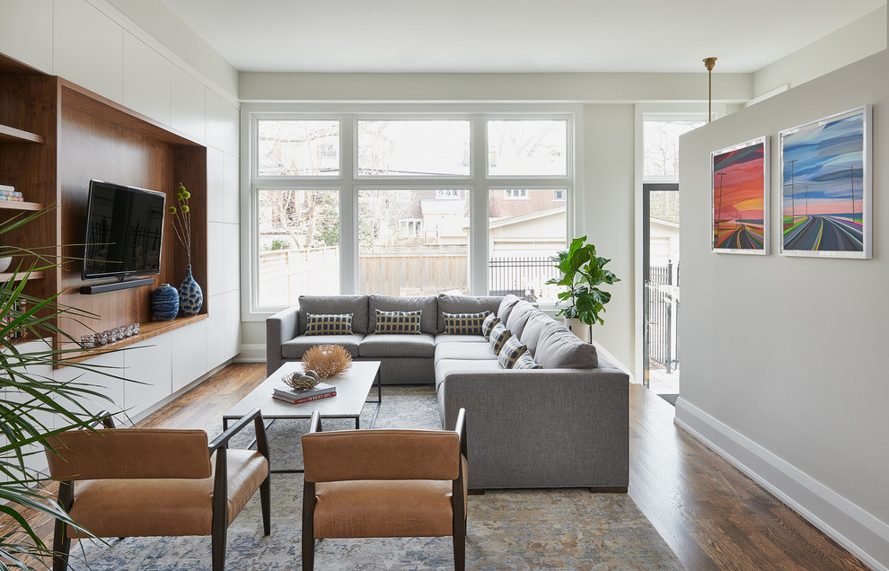 Example of a danish family room design in Toronto