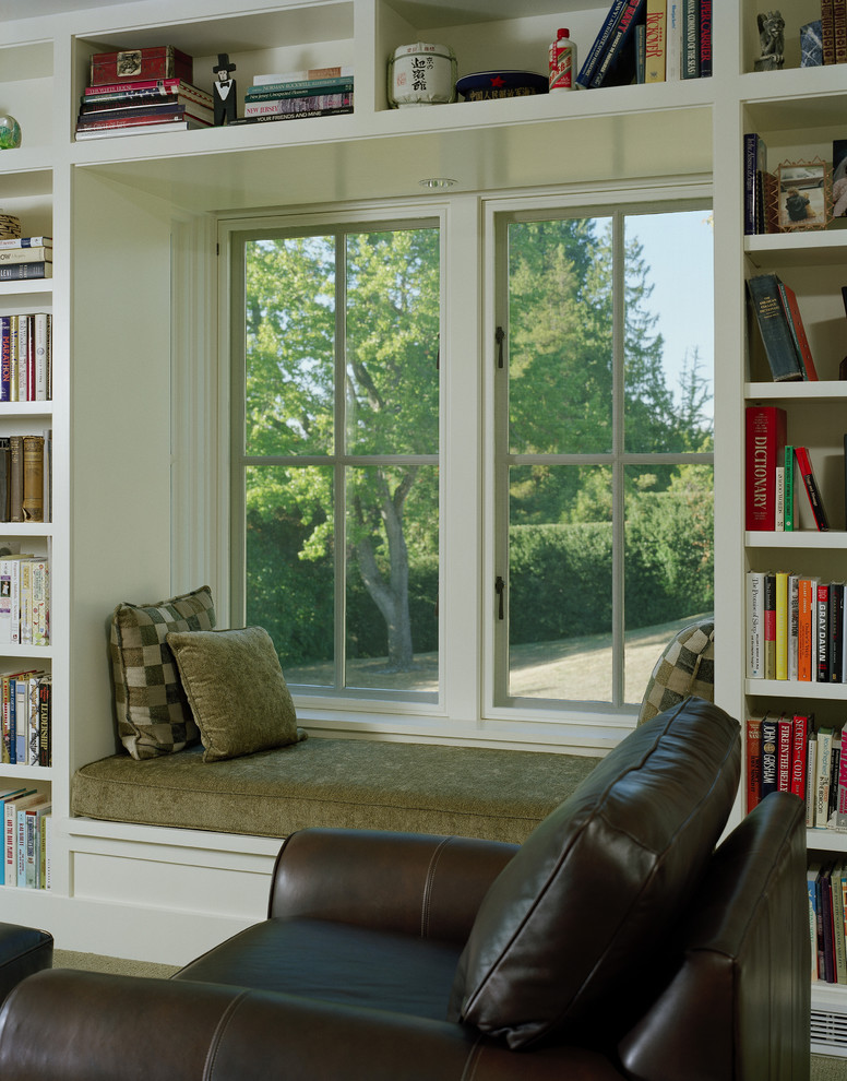 Inspiration for a timeless family room library remodel in Seattle