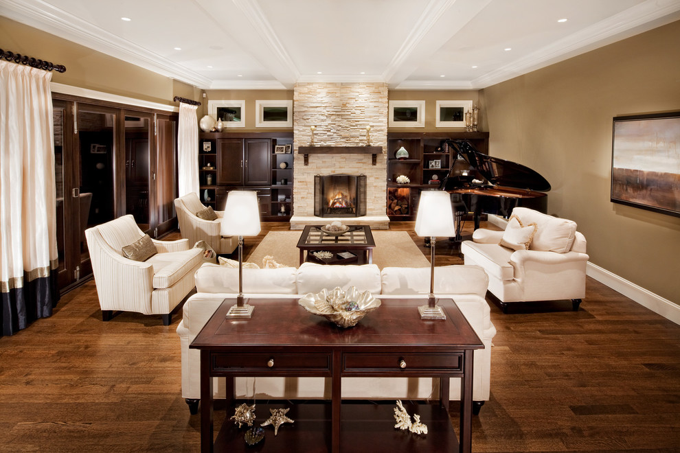 Example of a classic family room design in Vancouver