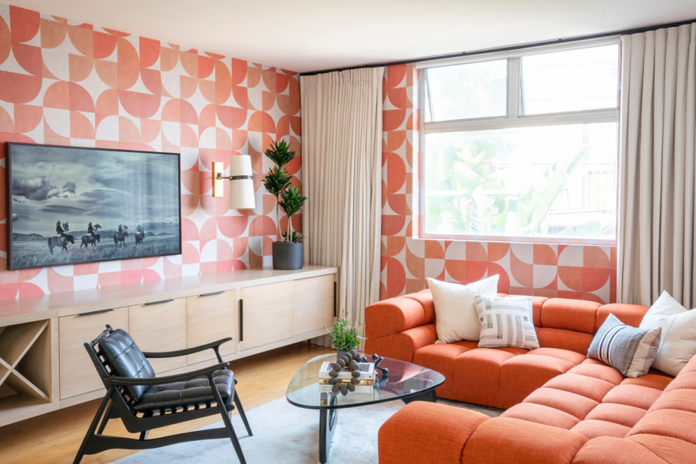 Example of a 1950s family room design in Los Angeles