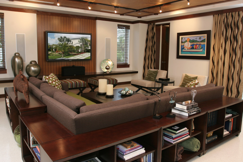 Example of a trendy family room design in Miami