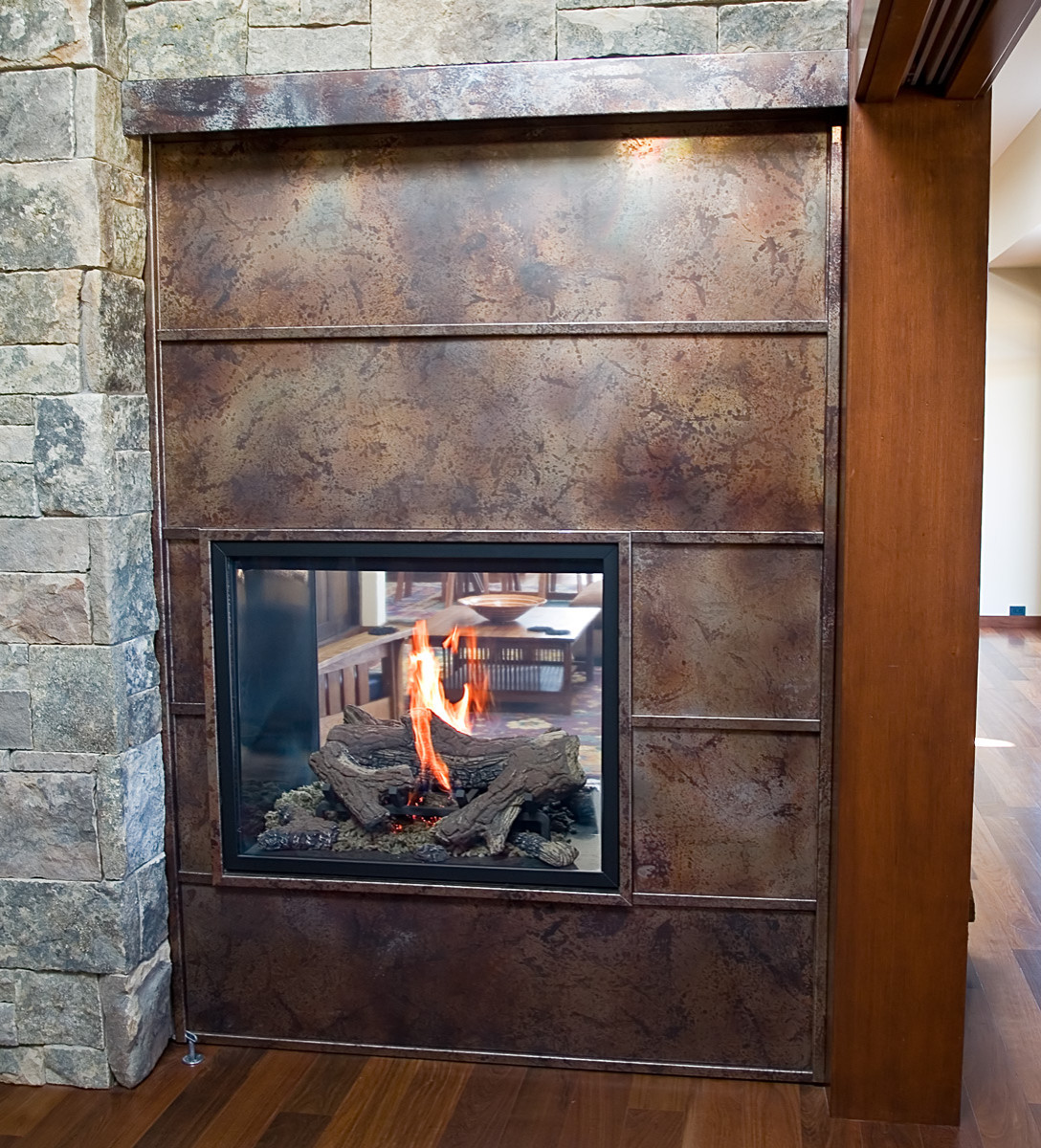 Volcanic Stainless Steel Fireplace, How To Tile A Metal Fireplace Surround
