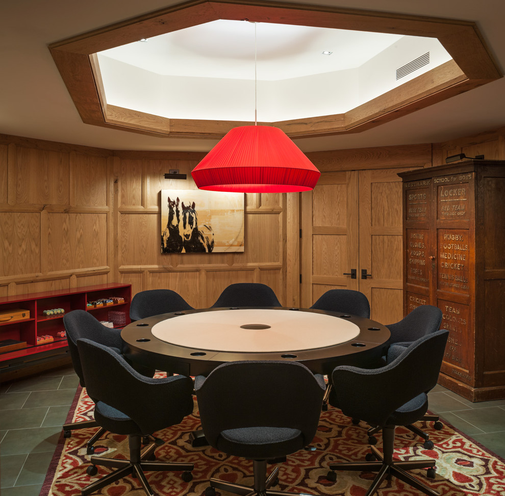 Example of a beach style game room design in New York
