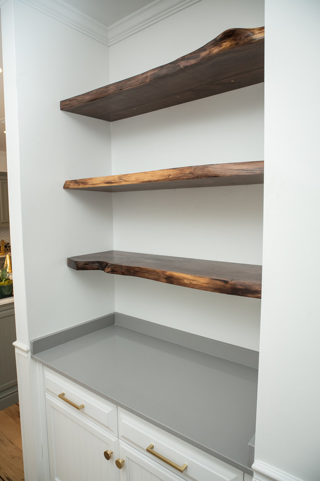 Walnut Live Edge Float Shelf BuiltIns Modern Family Room Phoenix