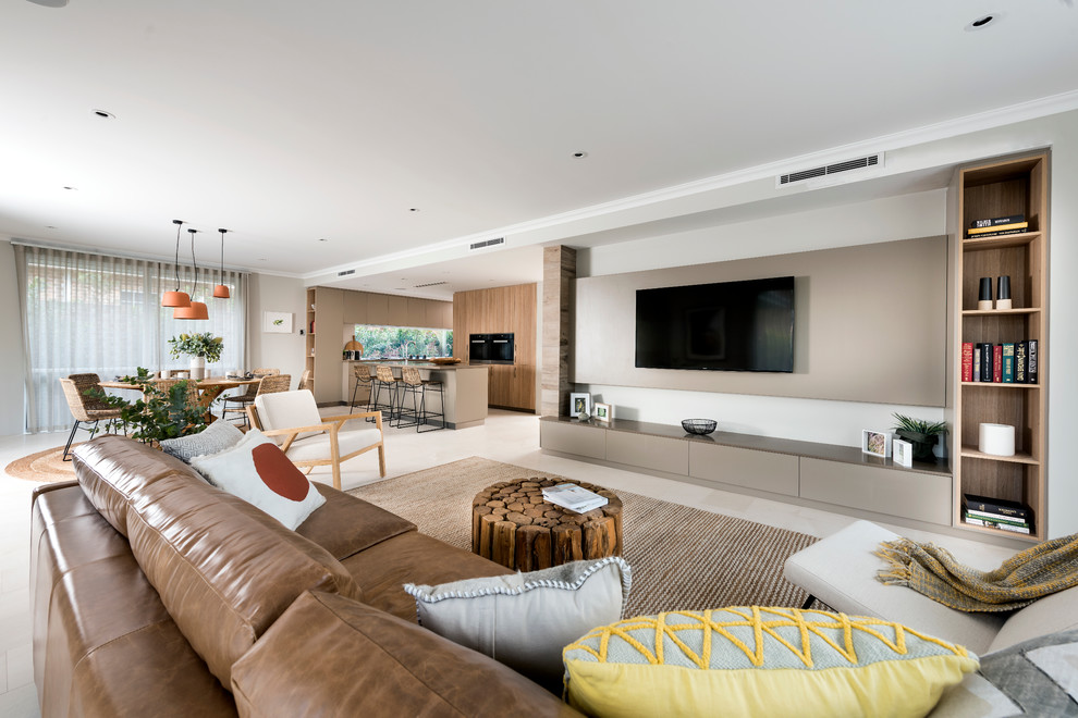 Diseño de sala de estar actual con alfombra