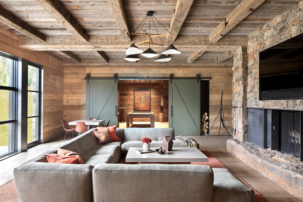 Inspiration for a rustic family room remodel in Other