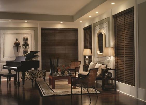 Inspiration for a mid-sized transitional open concept dark wood floor and brown floor family room remodel in Phoenix with gray walls and a music area