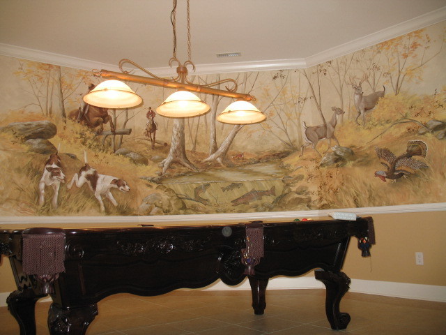 Пример оригинального дизайна: изолированная комната для игр среднего размера в классическом стиле с бежевыми стенами и полом из керамической плитки