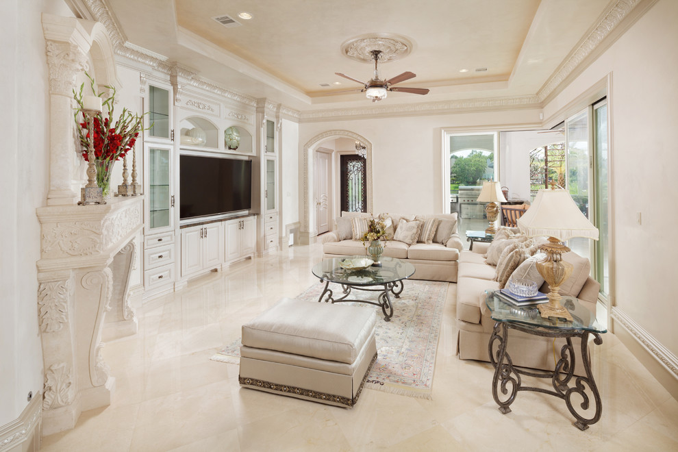 Inspiration for a mediterranean family room remodel in Houston