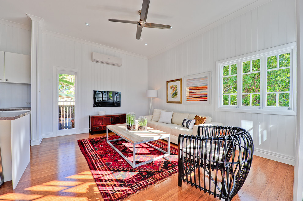 Small elegant family room photo in Brisbane
