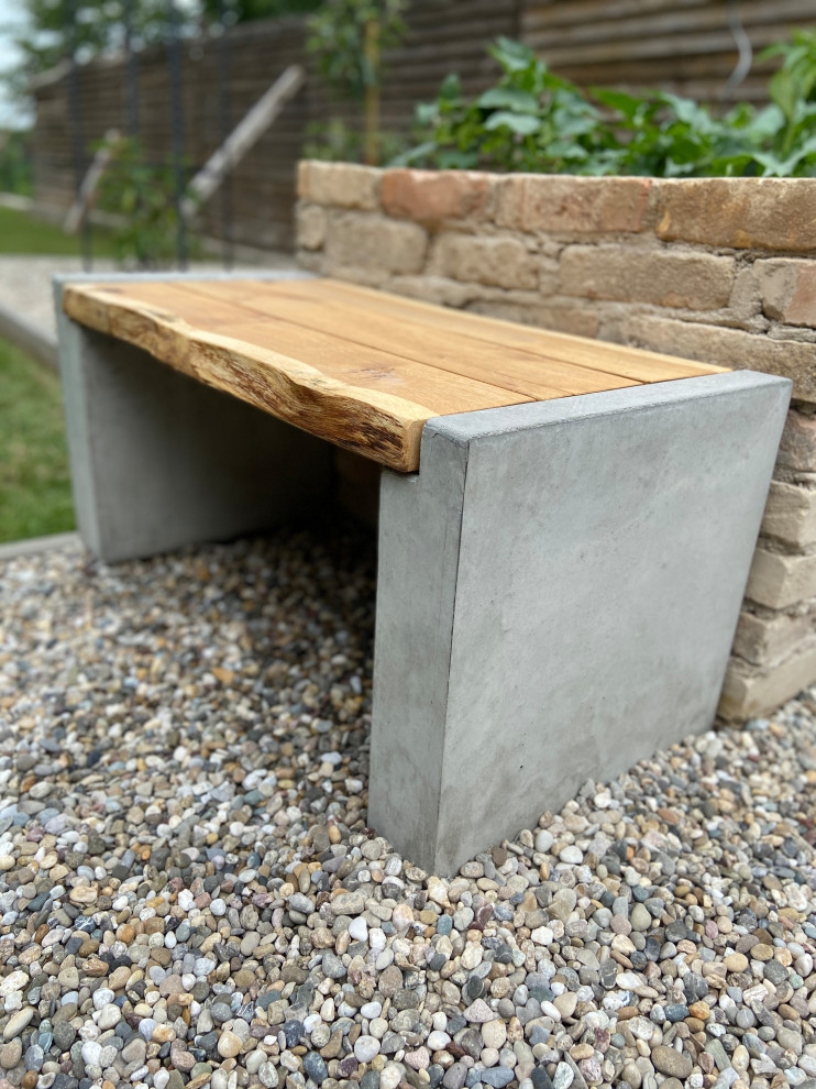 Gartenbank aus Eiche & Beton Contemporary Landscape Other by
