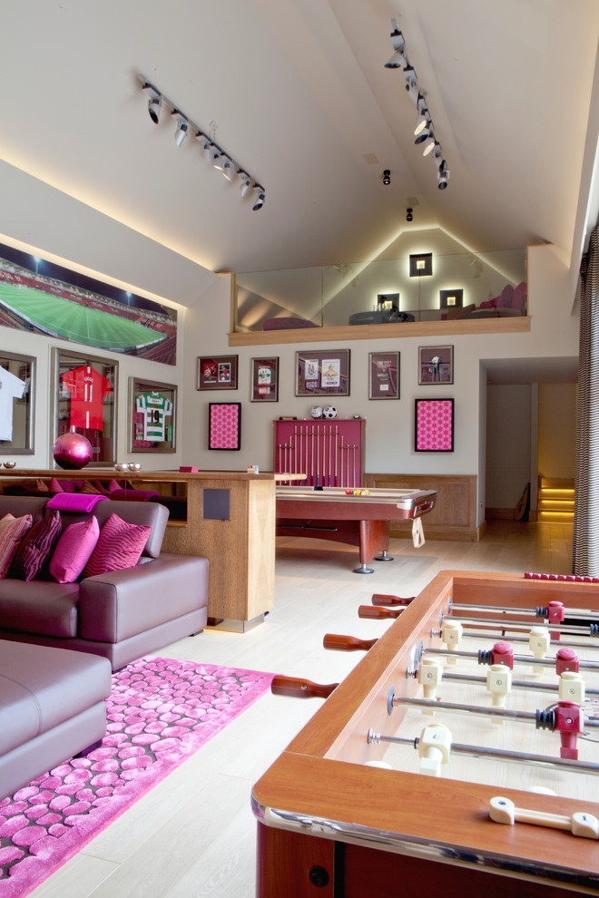 Inspiration for an expansive contemporary games room in Other with a game room and feature lighting.