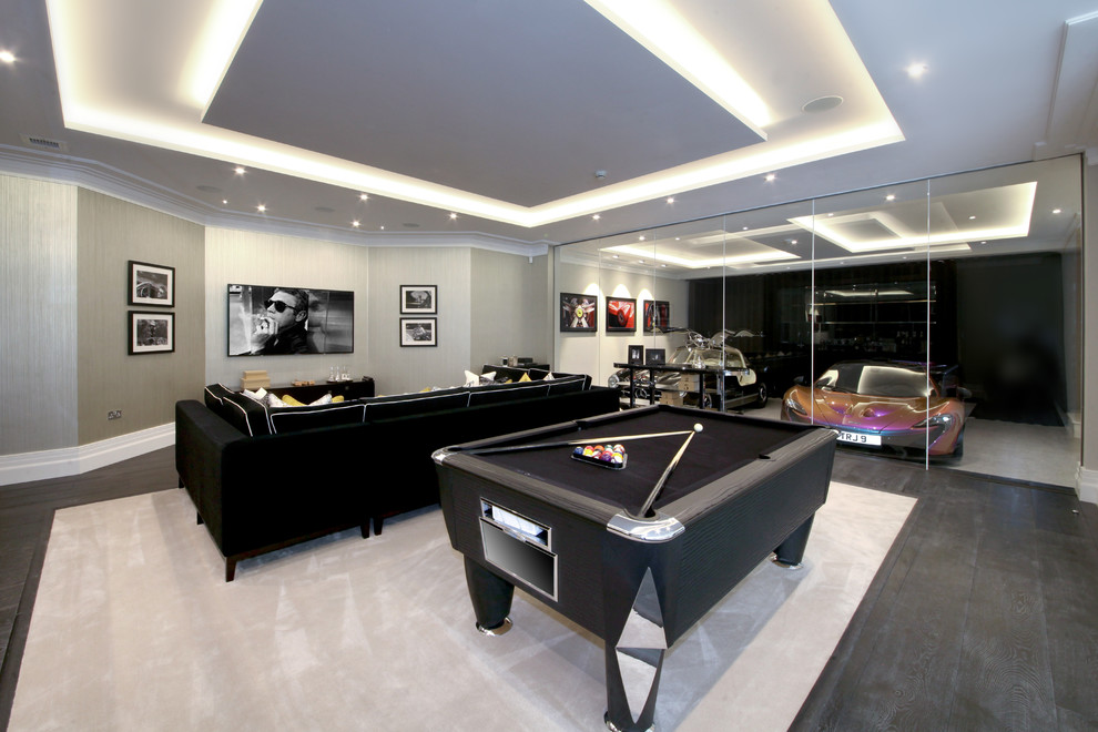 Design ideas for a traditional games room in Surrey.