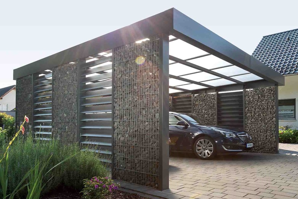 Gabionencarport Contemporary Garage Hanover By Steelmanufaktur