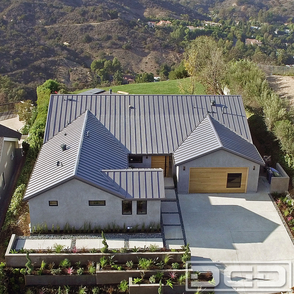 Aerial View of a Modern Garage Door Project in LA Modern Garage