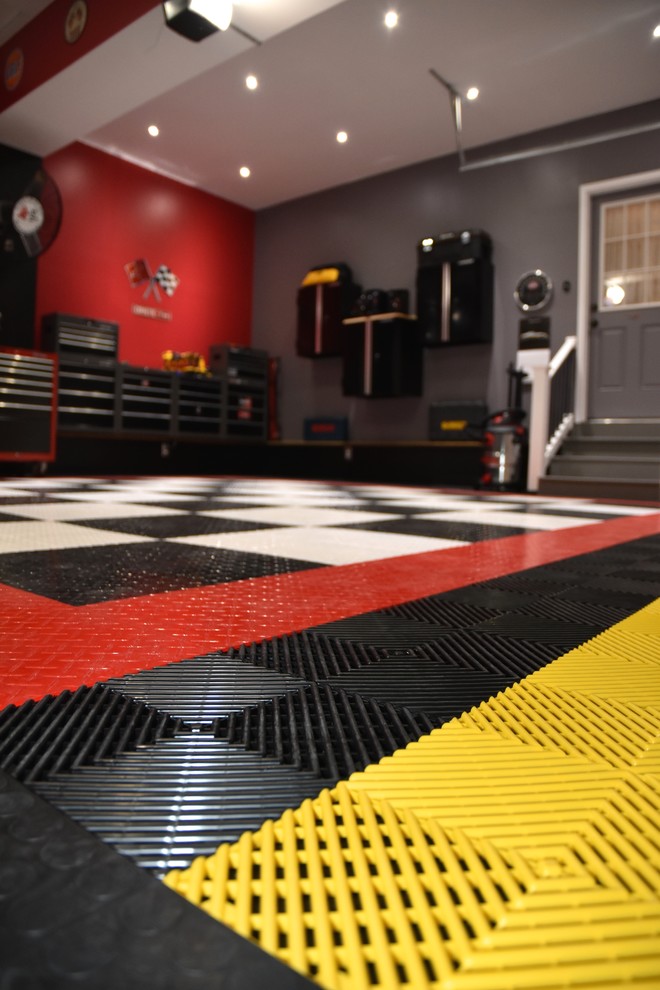 Awesome Home Garage Makeover With Racedeck Garage Flooring Garage Salt Lake City By Racedeck