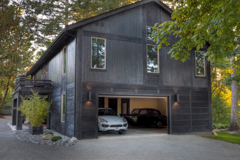 Inspiration for a medium sized rustic garage in Seattle.