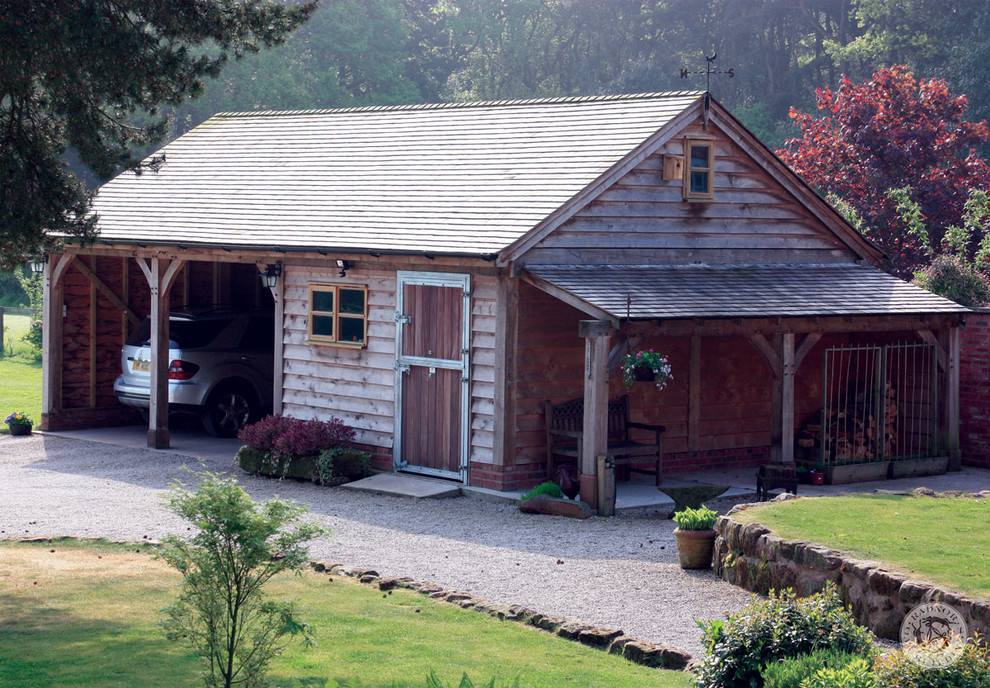 Inspiration for a medium sized traditional detached carport in Other with three or more cars.