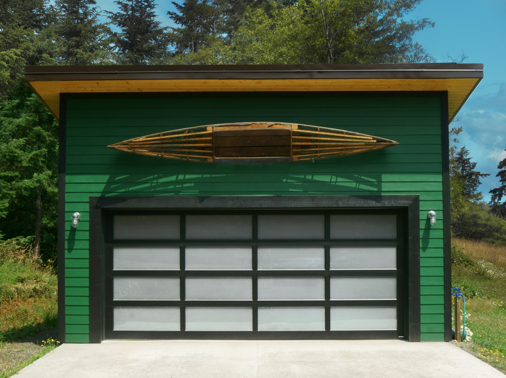Bild på en rustik garage och förråd
