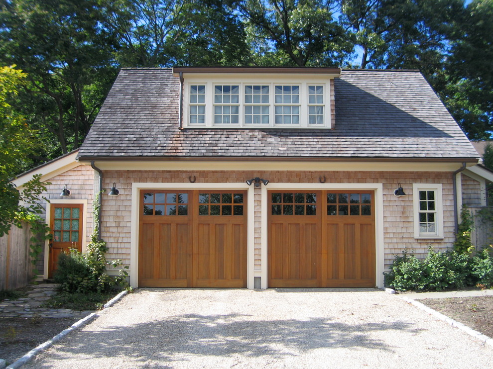 Mid-sized elegant detached two-car garage photo in Boston