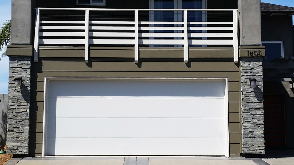 contemporary classic garage door Beach Style Garage San Diego