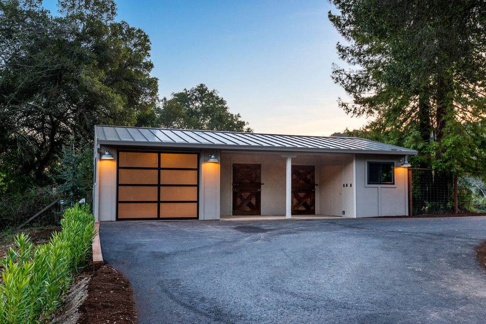 Design ideas for a medium sized modern detached single garage in San Francisco.