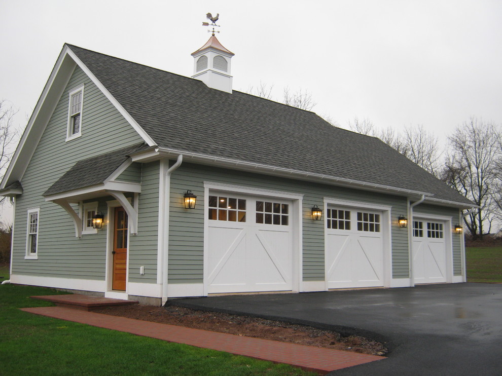 Inspiration for a medium sized traditional detached garage in Philadelphia with three or more cars.