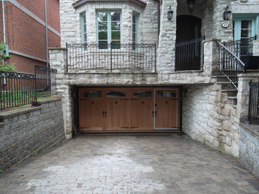 Custom Wood Face WalkThru Garage Doors Traditional Garage Toronto