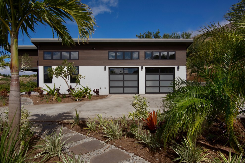 Garage - mid-sized contemporary detached two-car garage idea in Hawaii