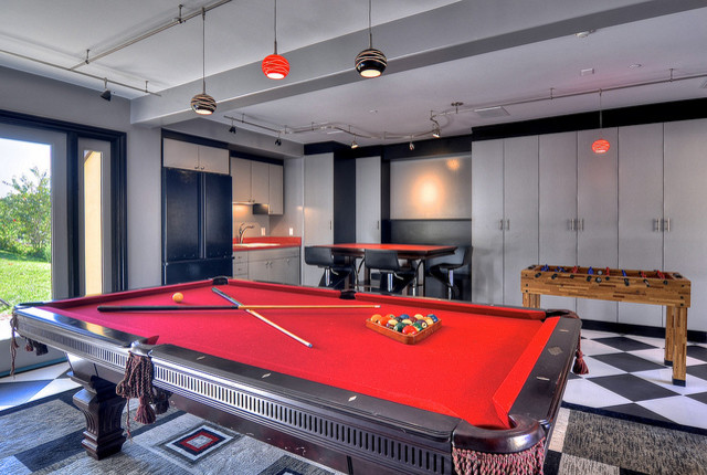 Game Rooms Contemporary Garage Orange County By Interiors Kc Inc Houzz - Garage Game Room Decorating Ideas