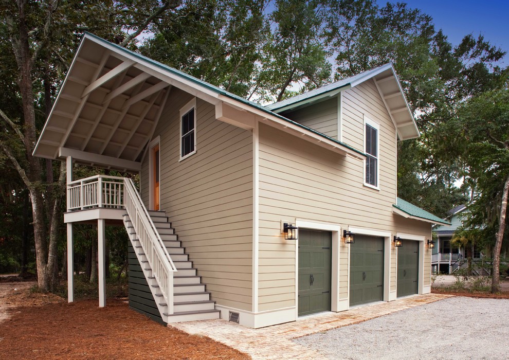 Example of a mid-sized transitional detached two-car garage design in Atlanta