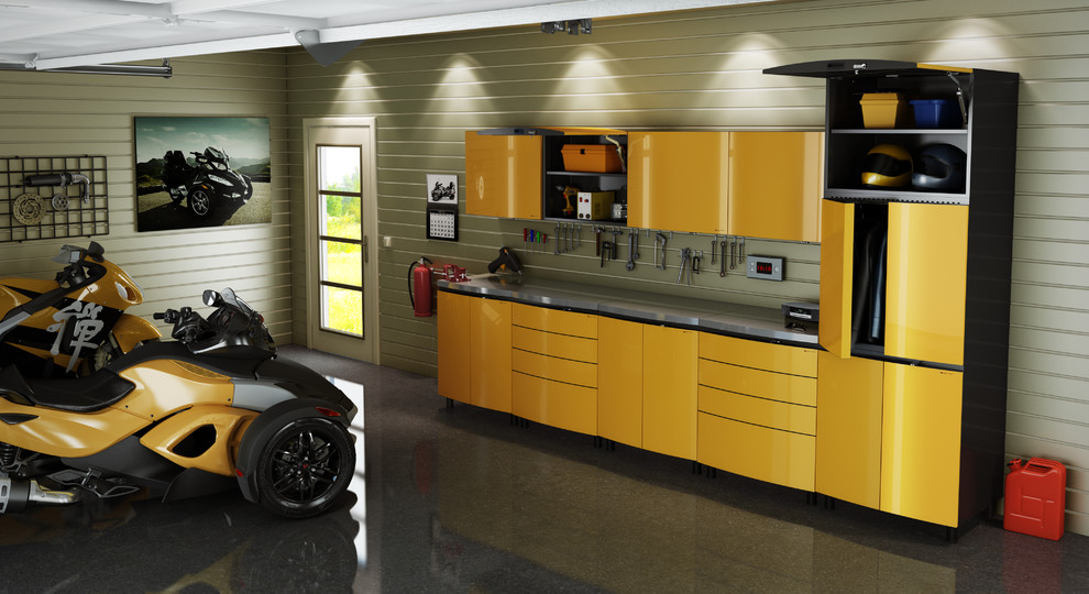 Источник вдохновения для домашнего уюта: отдельно стоящий гараж среднего размера в стиле лофт для двух машин